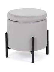 Пуф MyFar Фрэнк с ящиком светло-серый велюр MF1023-1