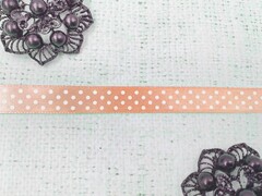 Лента атласная горох, ш. 1 см, персиковый