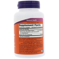 Now Foods, Комплекс растительных стеролов, содержащих бета-ситостерол (Beta-Sitosterol Plant Sterols), 90 мягких таблеток