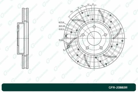 Диск тормозной перфорированный вентилируемый G-brake GFR-20883R правый