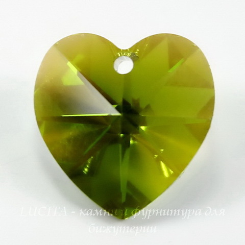 6228 Подвеска Сваровски Сердечко Olivine AB (10,3х10 мм)