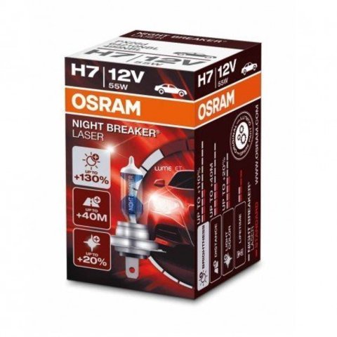 ЛАМПА ФАРЫ H7 55W OSRAM NIGHT BREAKER SILVER +100%