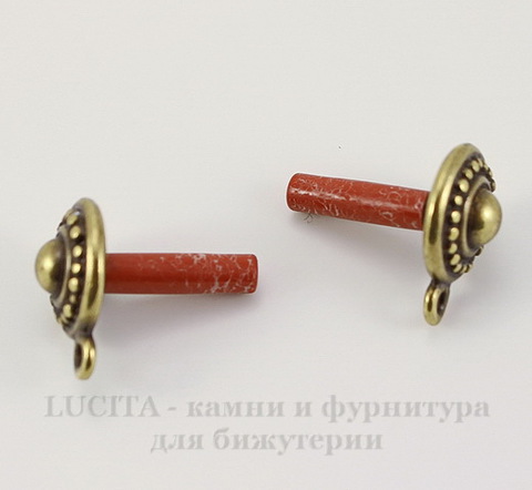 Пуссеты - гвоздики TierraCast "Жемчужина" 15х11 мм (цвет-античная латунь)(без заглушек), пара