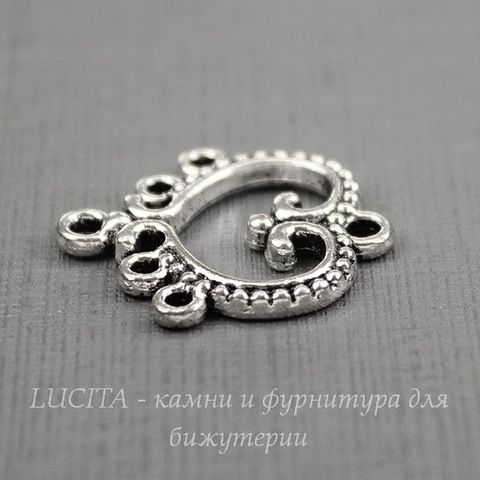 Коннектор "Сердце" (1-5) 21х19 мм (цвет - античное серебро)
