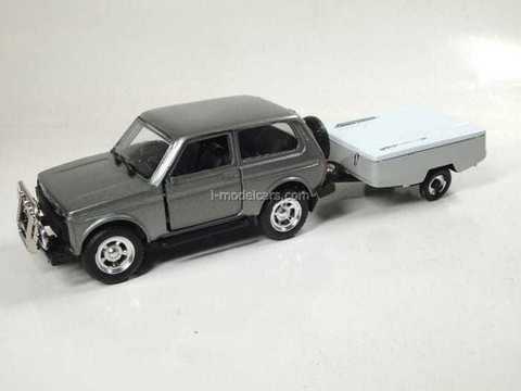 VAZ-21213 Niva Lada with trailer Skif gray Agat Mossar Tantal 1:43