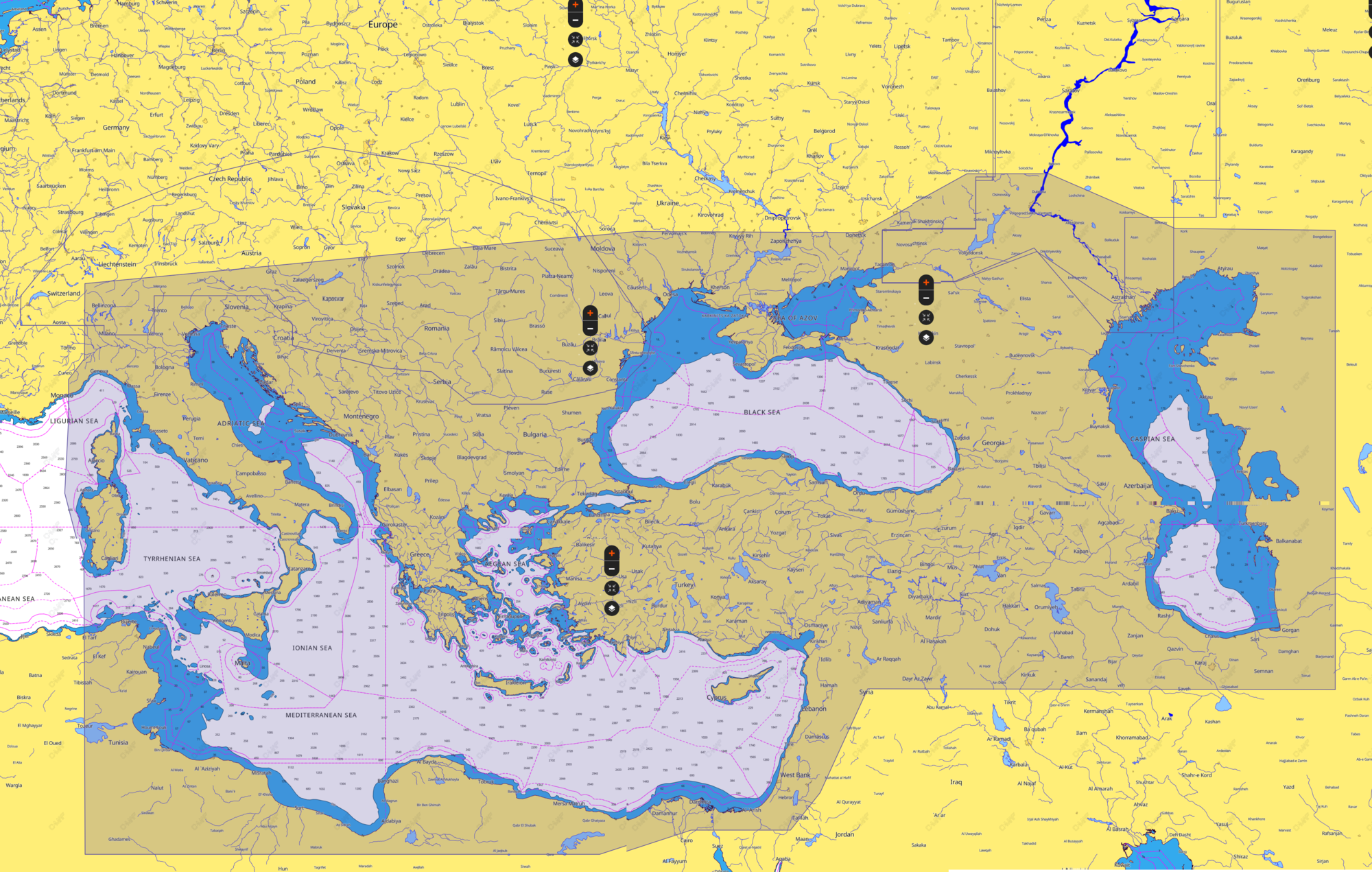 Карта черного моря и каспийского моря