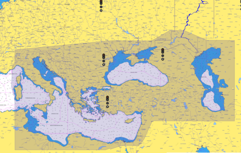 Карта C-MAP  Восточная часть Средиземного моря, Чёрное и Каспийское моря