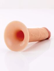 Телесный полый страпон на черных ремнях Hollow Silicone Strap-on - 17,8 см. - 