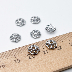 Шапочки, цвет серебро (родий), размер 8*2,8 мм, цена за 10 шт