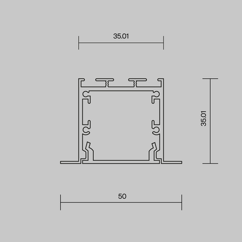 Алюминиевый профиль Maytoni встраиваемый с накладным фланцем 50x35 (Черный, 2 м), ALM-5035T-B-2M 632012