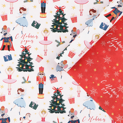 Упаковочная бумага глянцевая, «Новогодний щелкунчик», двухсторонняя, 0,7*1 м, 5 листов