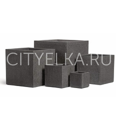 Кашпо TREEZ Effectory - Stone - Куб - Тёмно-серый камень
