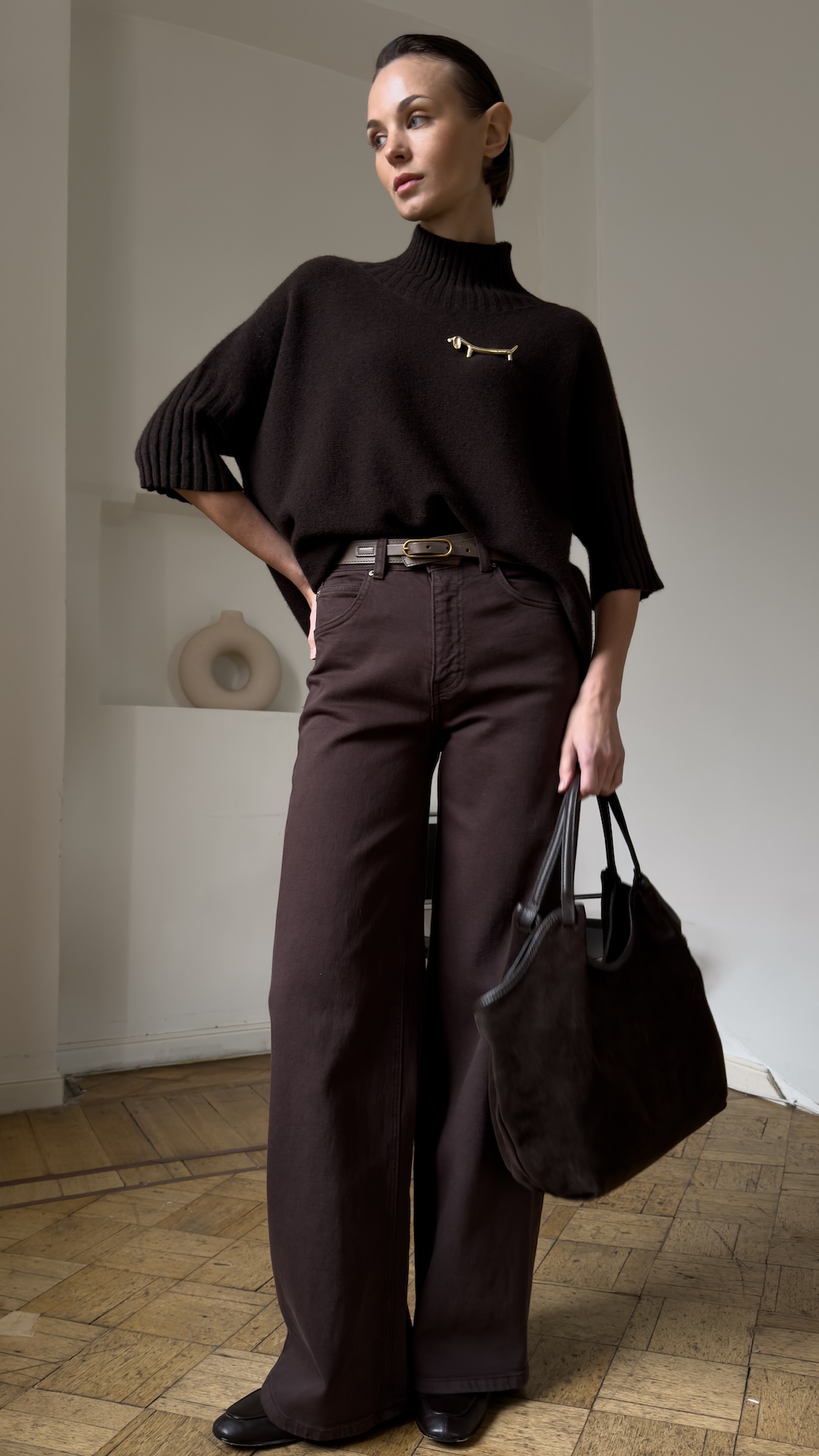 Джинсы палаццо с высокой посадкой