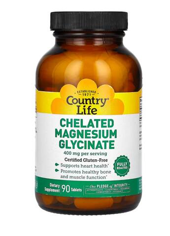 Country Life хелатный глицинат магния, 90 таблеток (133 мг в 1 таблетке)