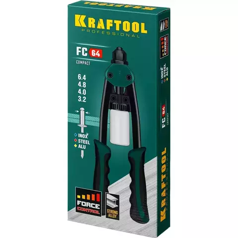 KRAFTOOL MaxKraft-64 3.2-6.4 мм, 320 мм, регулировка усилия, компактный двуручный заклепочник (31160_z01)