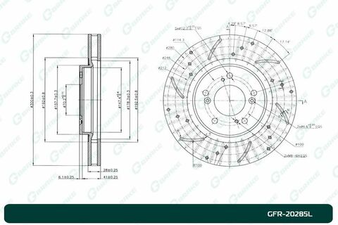 Диск тормозной перфорированный вентилируемый G-brake GFR-20285L левый