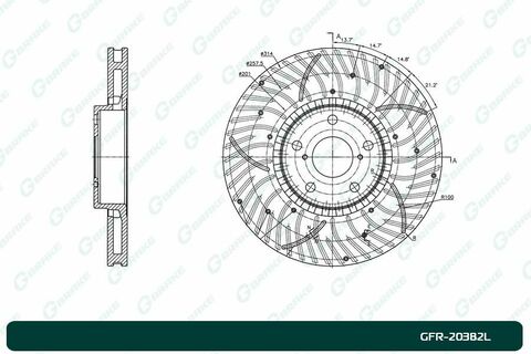 Диск тормозной перфорированный вентилируемый G-brake GFR-20382L левый