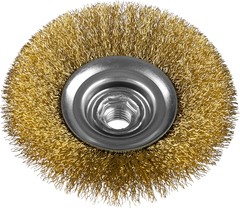 ЗУБР 100 мм, витая стальная латунированная проволока 0.3 мм, коническая щетка-крацовка для УШМ, Профессионал (35267-100)