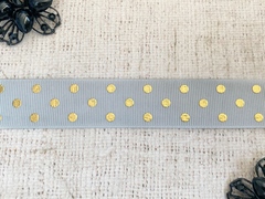 Лента репсовая в горошек, ш. 2,5 см, серо-голубой
