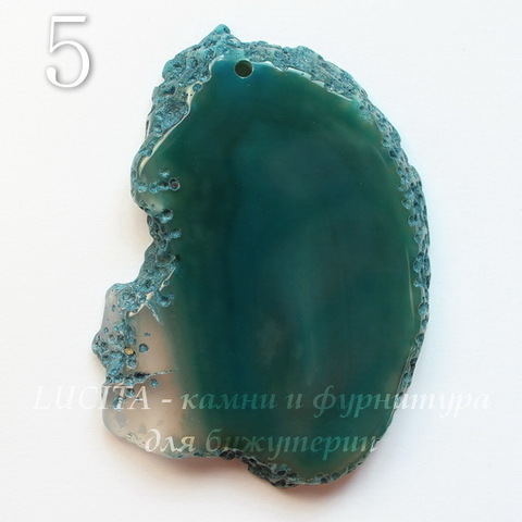 Подвеска Срез Агата (тониров), цвет - темный зеленый, 34-58 мм (№5 (57х37 мм))