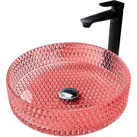 Раковина накладная стеклянная ABBER Glas AK2301OR красная