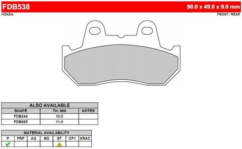 FDB538P Тормозные колодки дисковые MOTO, блистер 2 шт