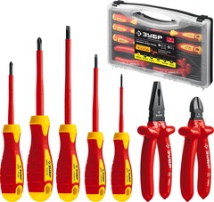 ЗУБР 7 предм., набор диэлектрического губцевого инструмента, Профессионал (2214-H7)