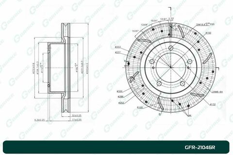 Диск тормозной перфорированный вентилируемый G-brake GFR-21046R правый