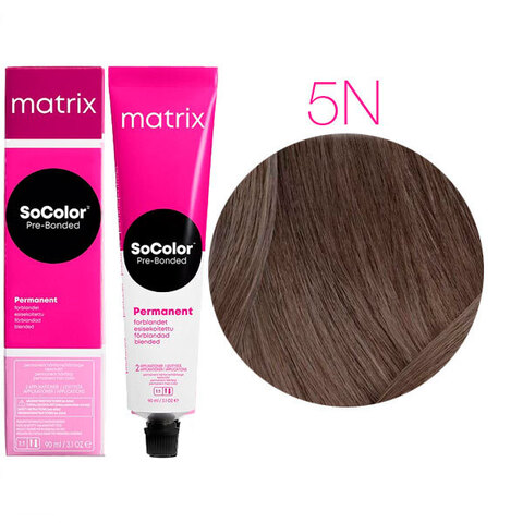 Matrix SoColor Pre-Bonded 5N светлый шатен, стойкая крем-краска для волос с бондером