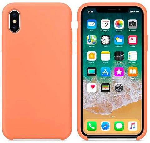 Силиконовый чехол Silicon Case Premium для iPhone X (Peach / Персик) 100% ORG