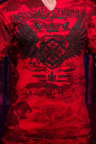 Xtreme Couture | Футболка мужская MAGNET X1844I от Affliction красная принт спереди