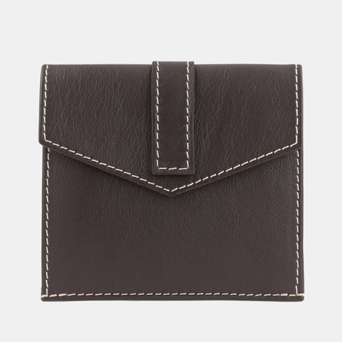 Кошелек-картхолдер Perle из кожи теленка, темно-коричневого цвета