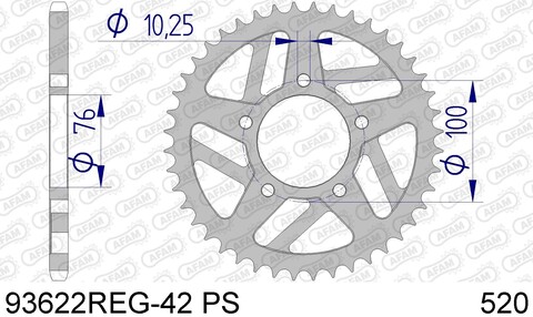 93622REG-42 PS звезда задняя (ведомая) алюминиевая, HARD, 520, AFAM