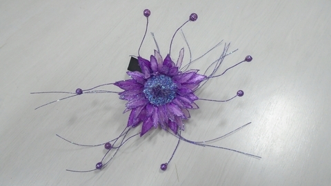 Цветок фейерверк на клипсе 13см ChristmasDeLuxe premium collection фиолетовый