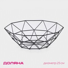 Фруктовница Доляна «Геометрия», 26×26×8 см, чёрная
