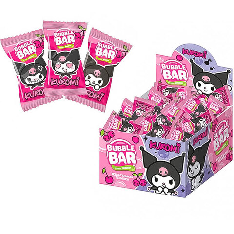 KUROMI BUBBLE BAR Жевательная резинка кислая с жидким центром 1кор*20бл*100шт,3г.