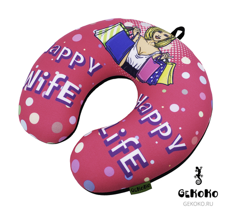 Подушка-подголовник «Happy Wife», розовая-2