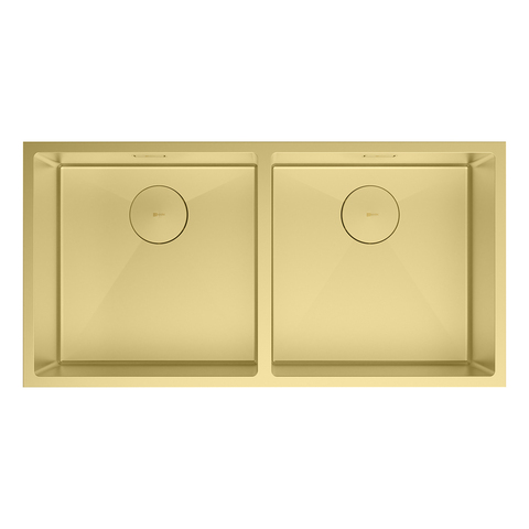 Lemark 9938138 PRORAN 900 Мойка кухонная из нерж.стали (2-х чашевая) цвет:светлое золото в комплекте крепеж, арматура сливная с прямоуг.переливом, сифон