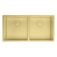 Lemark 9938138 PRORAN 900 Мойка кухонная из нерж.стали (2-х чашевая) цвет:светлое золото в комплекте крепеж, арматура сливная с прямоуг.переливом, сифон фото