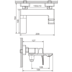 Смеситель для ванны BELZ B60709 короткий излив, латунь, хром