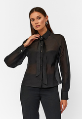 Блуза ORNELLA из итальянского батиста с шелком черная