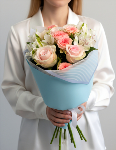 Букет с розами Румянец ангела