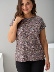 Футболка Фв-104/бежевоголубые-листочки