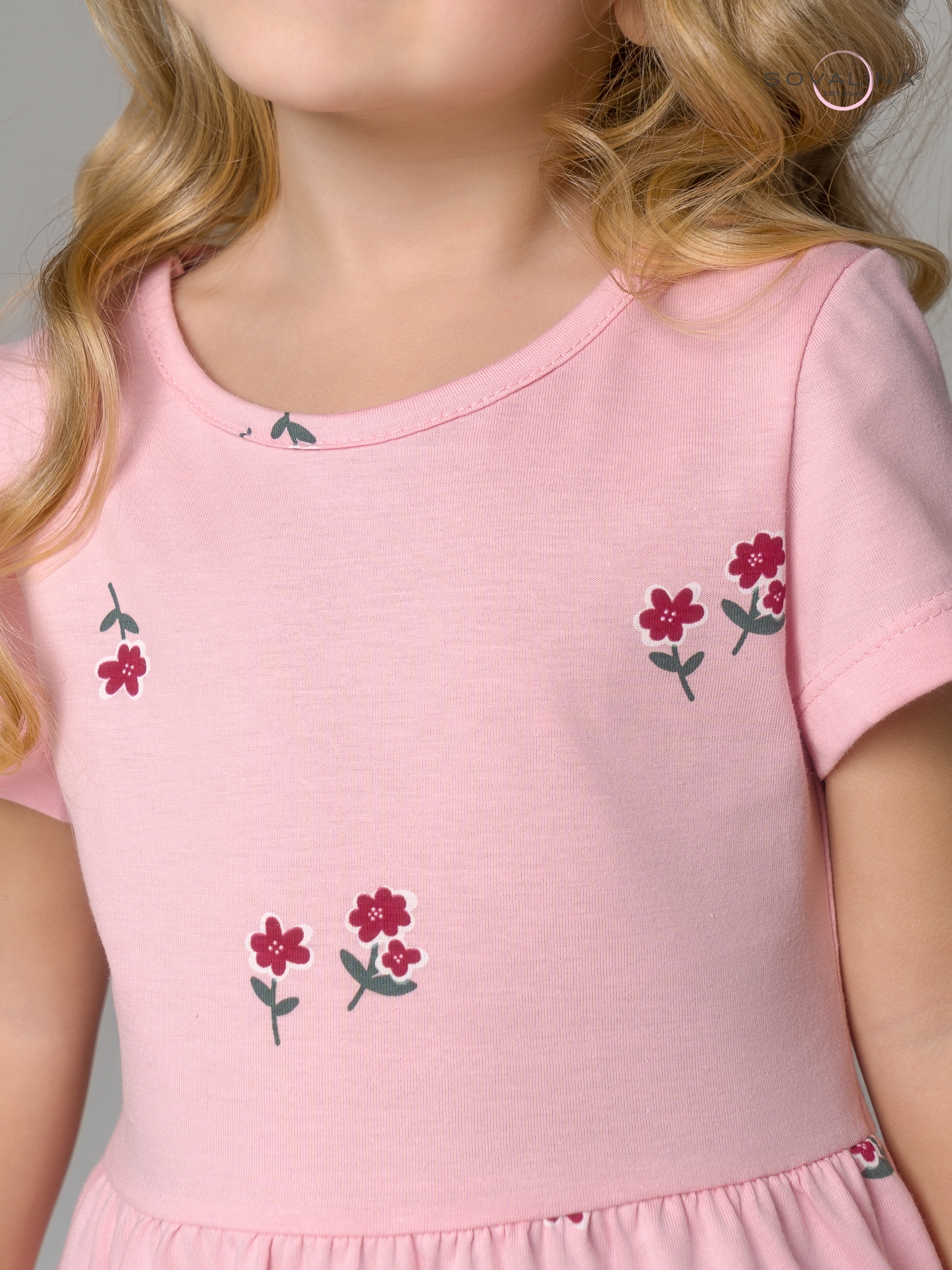 Платье Лето лютики роза