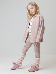 брюки  для девочки  КР 4074/розовый лед,кошечки к577