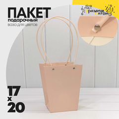 
          Пакет подарочный 20х17х12см Ваза для цветов (Персиковый)