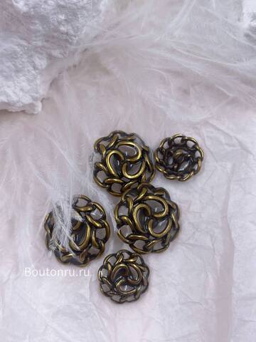 Пуговицы бронзовые плетеные с прозрачной эмалью