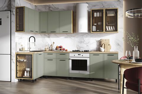 Кухня Бьянка 1,2х2,8м (Олива софт, Дуб Крафт (Дуб вотан))