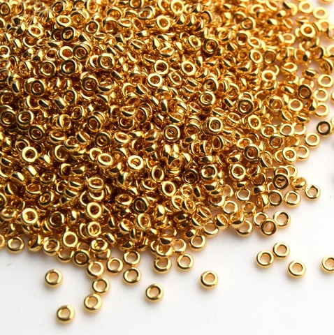 SPR-0191 Бисер-разделитель 2.2*1мм покрыт золотом 24-карата/ Spacer beads 2.2*1mm 24kt gold plated