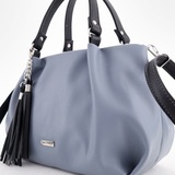 Сумка Саломея 607 гладкий серо-голубой + черный